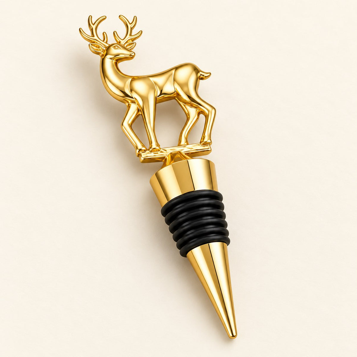 Golden deer wine stopper close-up